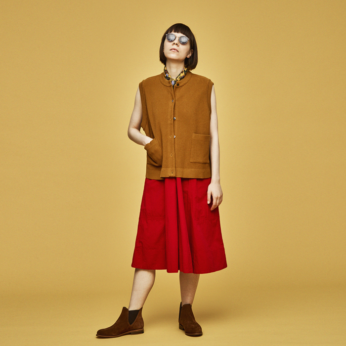 【YASHIKI】Tsukushi Knit Vest（BROWN）